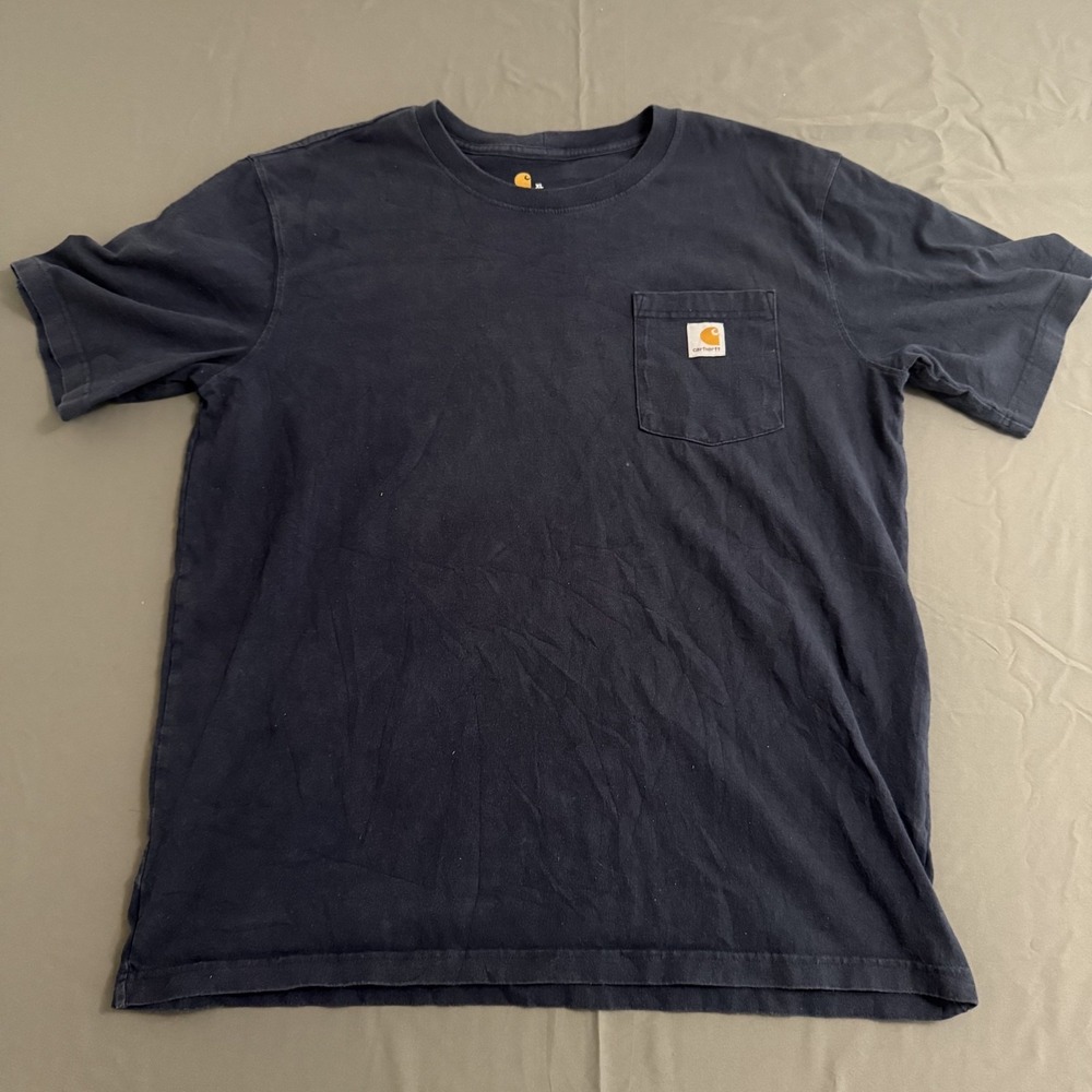 Carhartt Shirt Mens XL Blue Crew Neck Pocket Tee Loose Skater Workwear K87 NVY